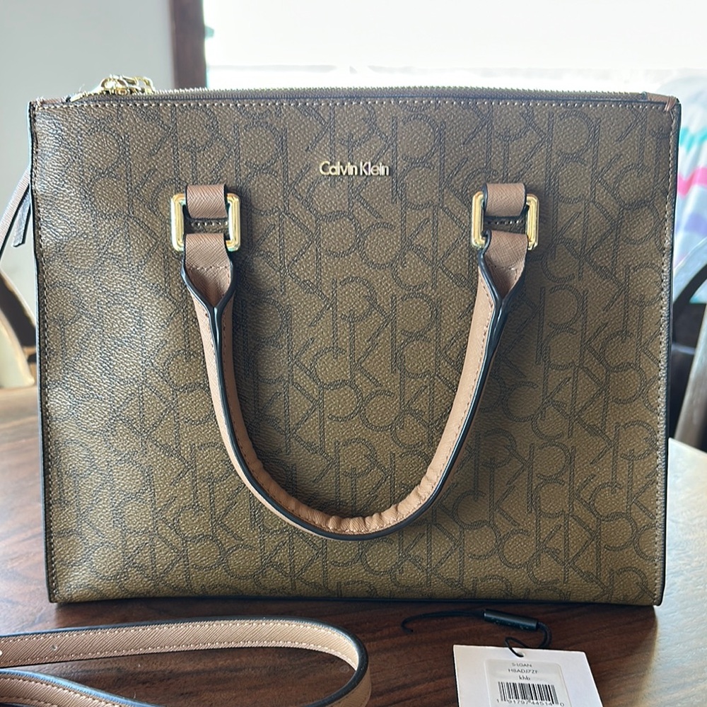Calvin Klein Brown Monogram Tote Bag